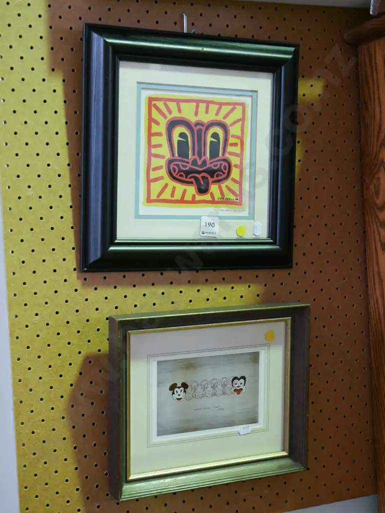 2x small Dick Frizzell prints - yellow dots Image 1++