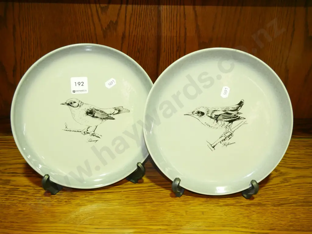 2x rare Temuka stoneware bird print plates Image 1++