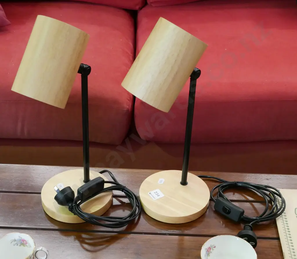 pair of woden matching bedside lamps Image 1++