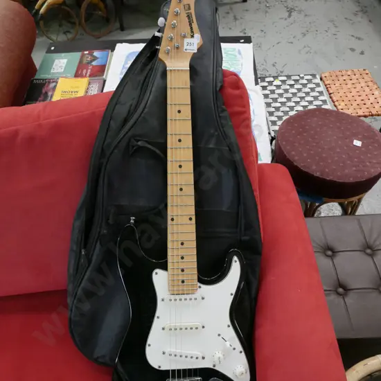 Kawasaki small (3/4 size?) electric guitar - missing 2 tuning knobs