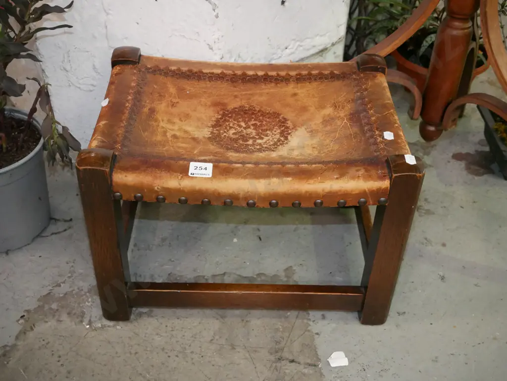 tooled leather footstool Image 1++