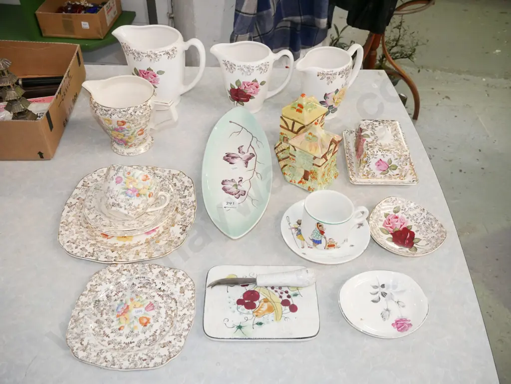 Tunstall tapestry cups, jugs, cheese board etc Image 1++