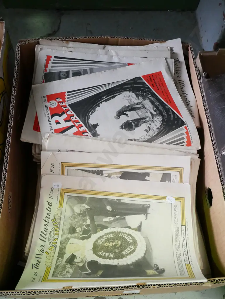 box of vintage WWII magazines Image 1++