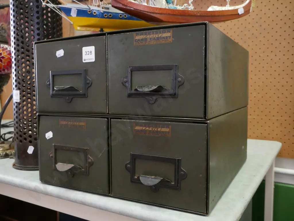 vintage 4 drawer index card cabinet Image 1++