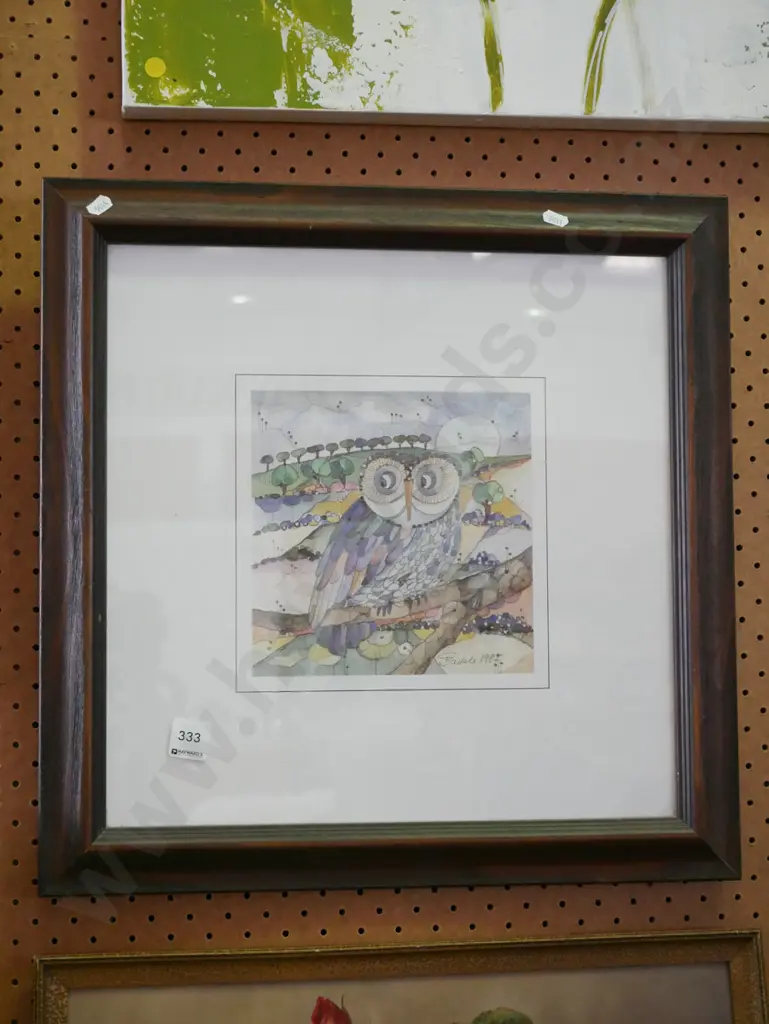 framed ink and watercolour - owl Image 1++