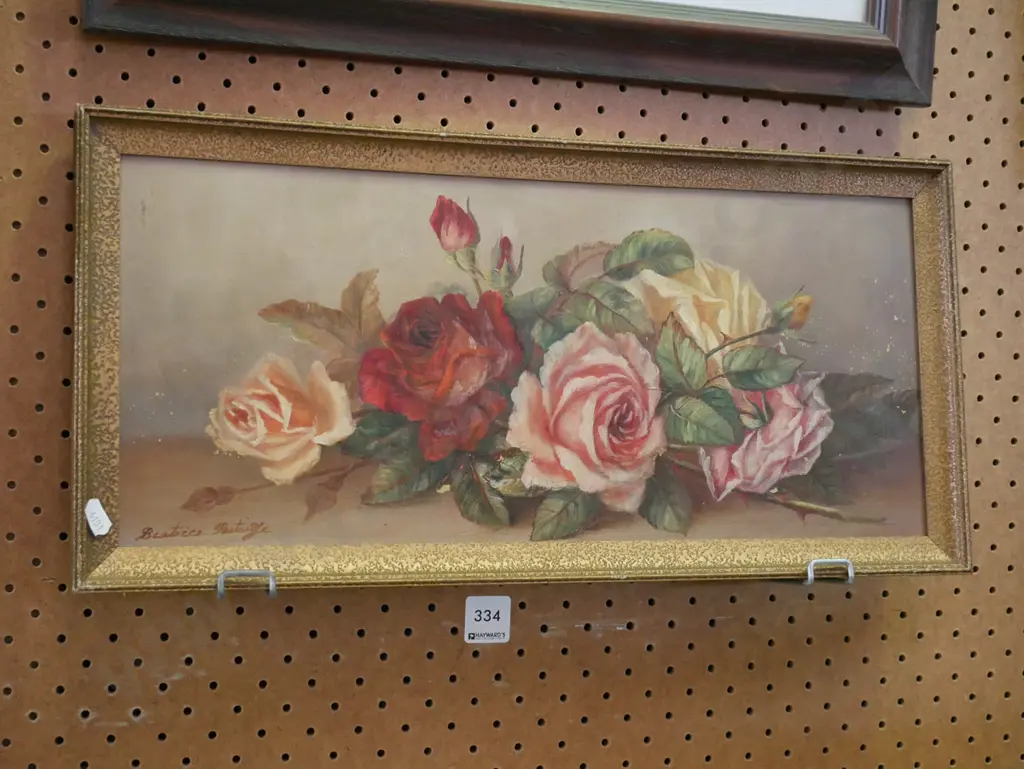 framed oil on board - roses Image 1++