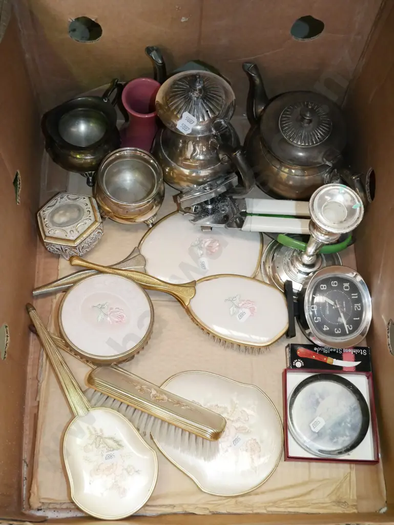 box; plated teapot, coffee pot, alarm clock etc Image 1++