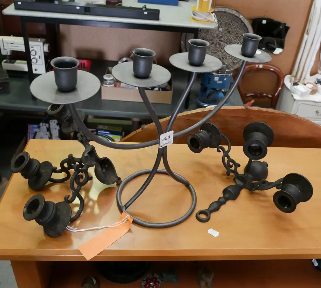 candelabra, 2 cast iron wall mounted sconces Image 1++