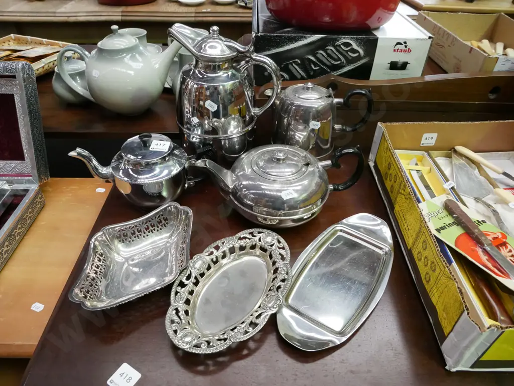 plated teapots, coffee pots, trays Image 1++