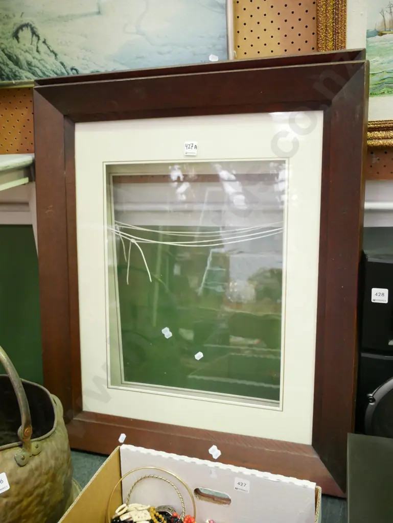 2x oak picture frames with glass and mats Image 1++