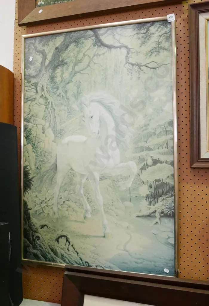 framed unicorn print - fading and foxing Image 1++