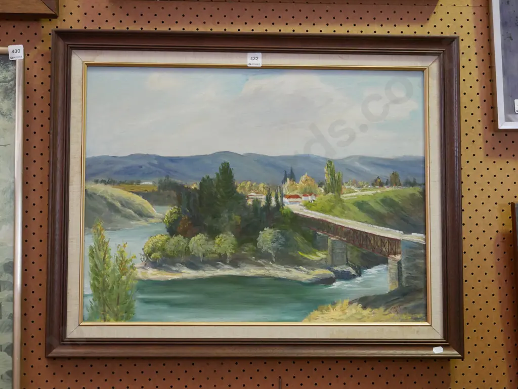 framed oil on board - Old Cromwell Bridge Image 1++