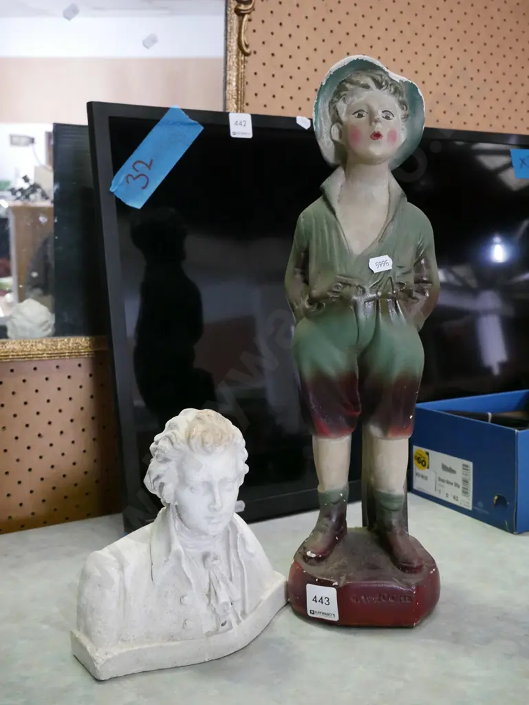 Beethoven bust, plaster figurine - whistling boy H-420 Image 1++
