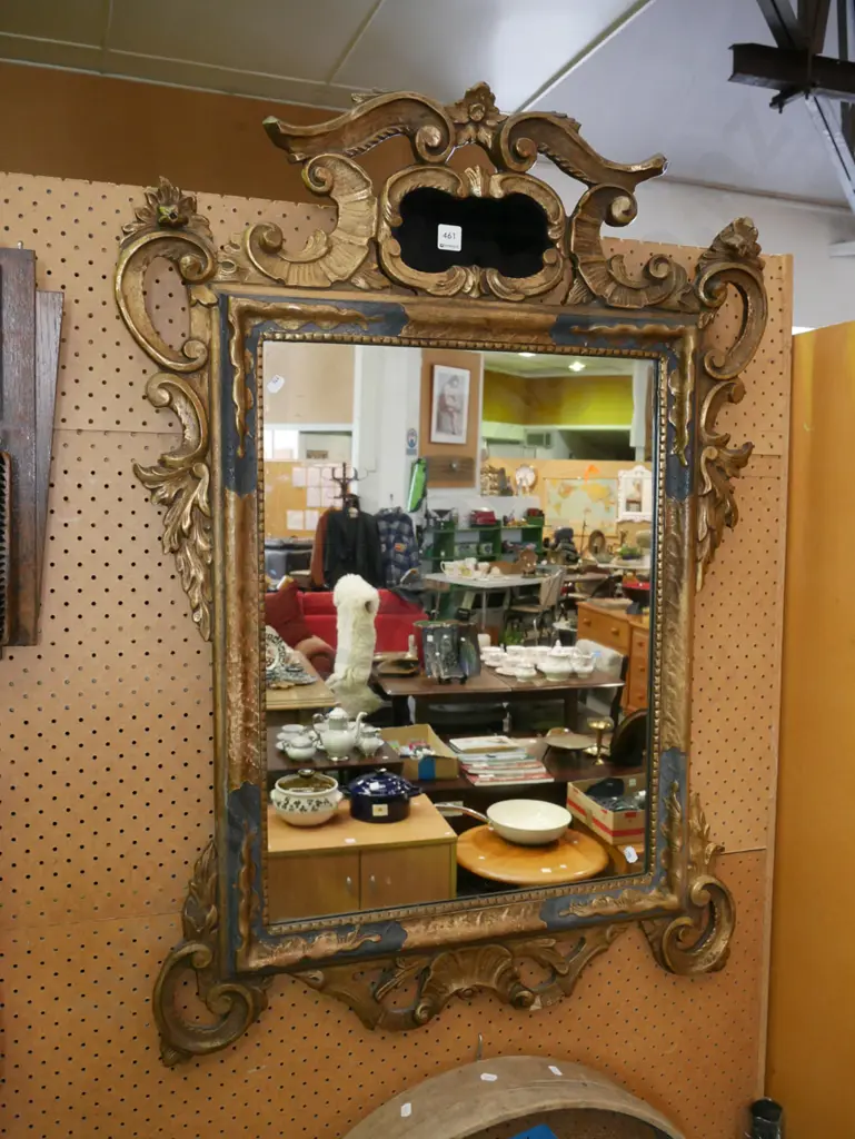 reproduction very decorative gilt framed wall mirror - some damage to gilt H-1020 W-720 Image 1++