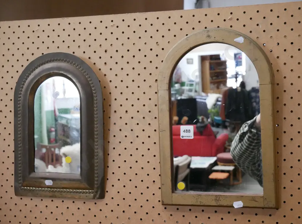 2x small wall mirrors - yellow dots Image 1++