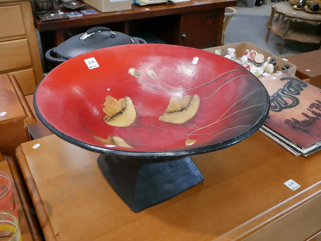 large terracotta hand painted fruit bowl H-210 Diam-400 Image 1++