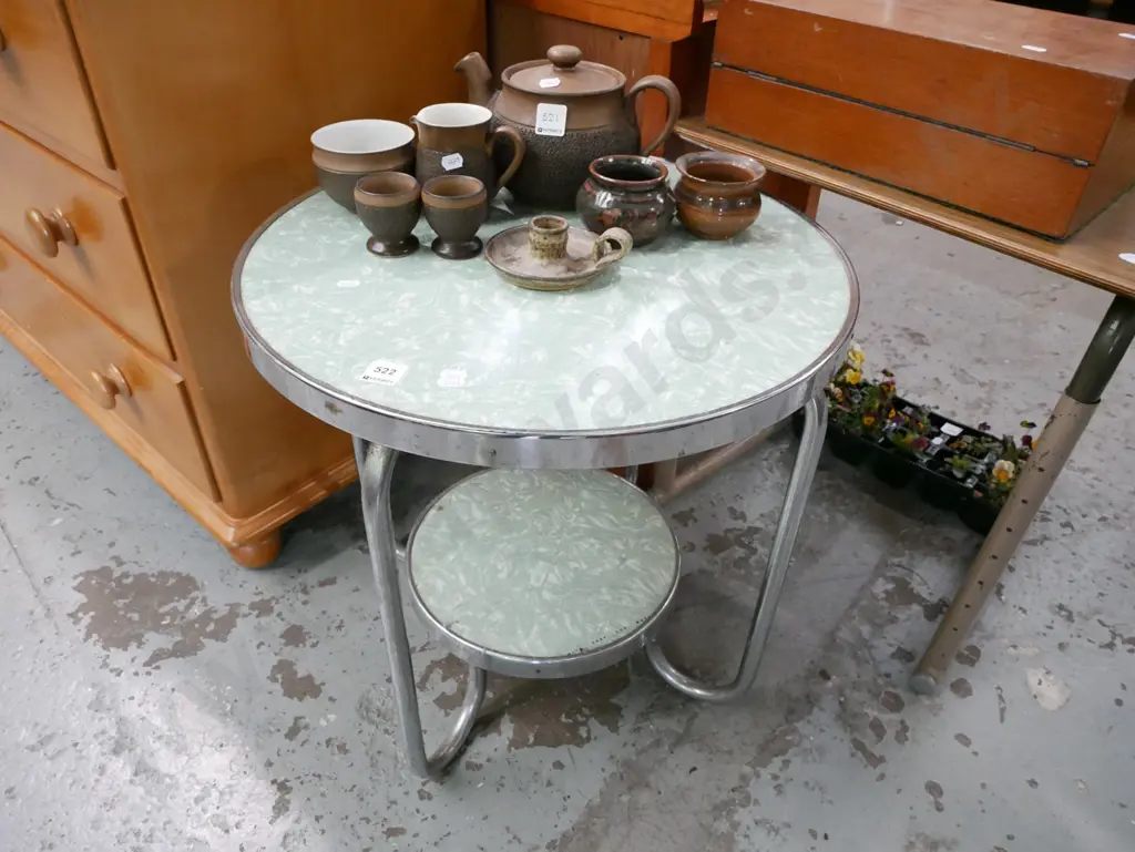 deco chorme and formica 2 tier end table Image 1++
