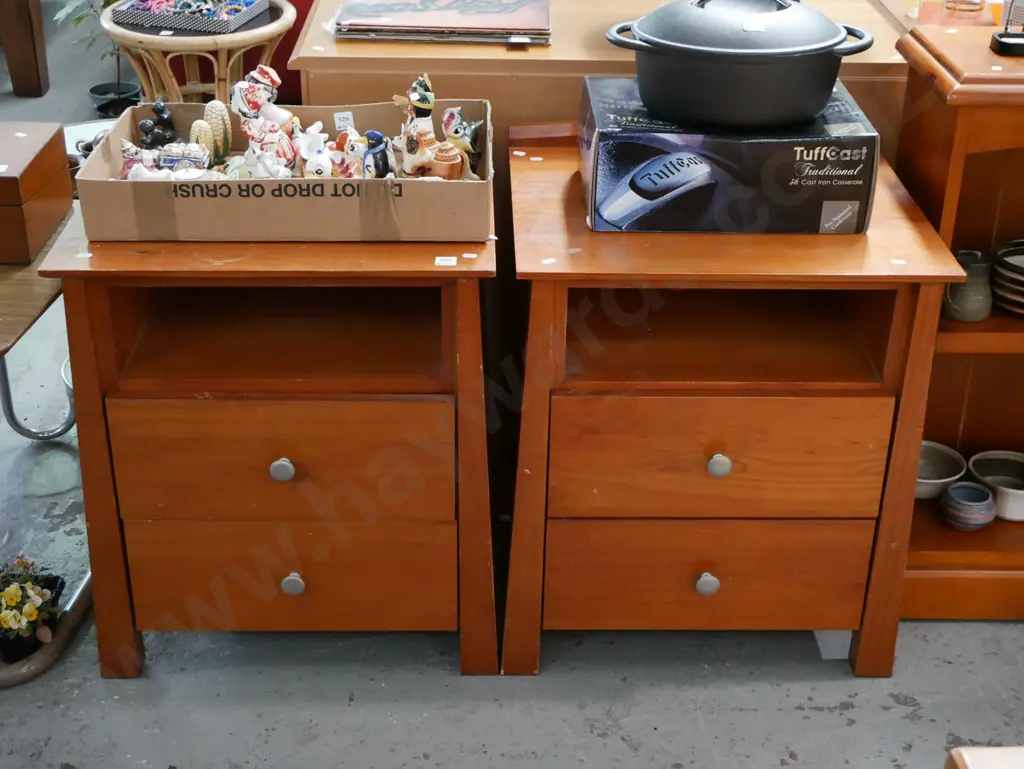 pair of solid pine bedside cabinets - some marks to varnish Image 1++