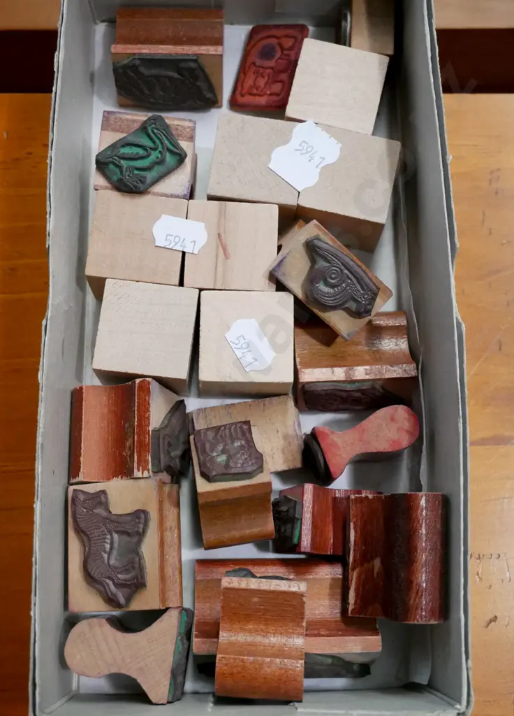 box of wood and rubber stamps Image 1++