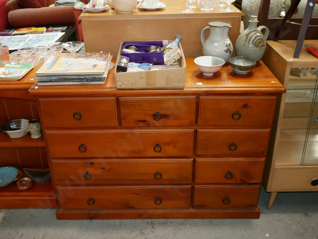 solid pine 9 drawer chest H-840 W-1200 D-425 Image 1++