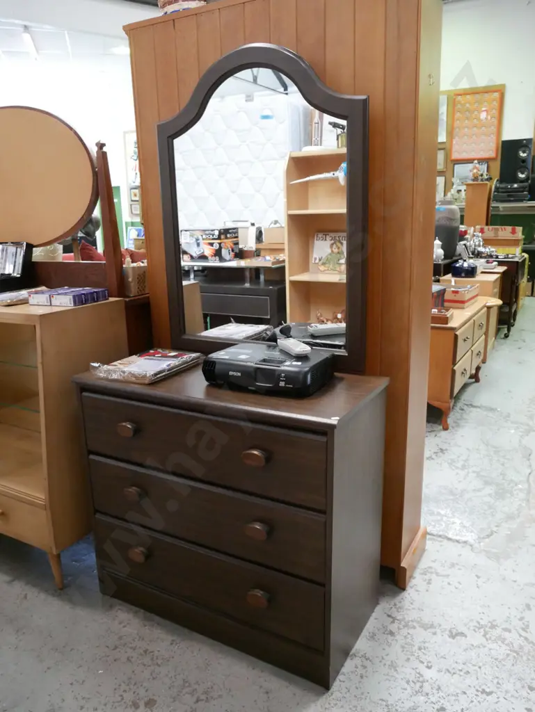 mdf faux wood mirror back dresser H-1250 W-830 D-390 Image 1++