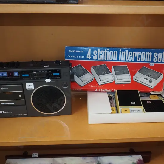 4 station intercom set, Pro Series radio cassette player