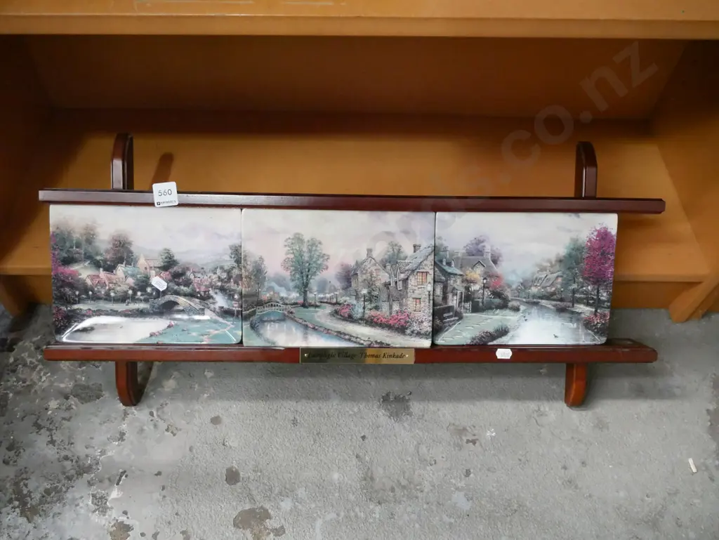 3x Lamp Light village cabinet plates and wooden wall mounting stand Image 1++
