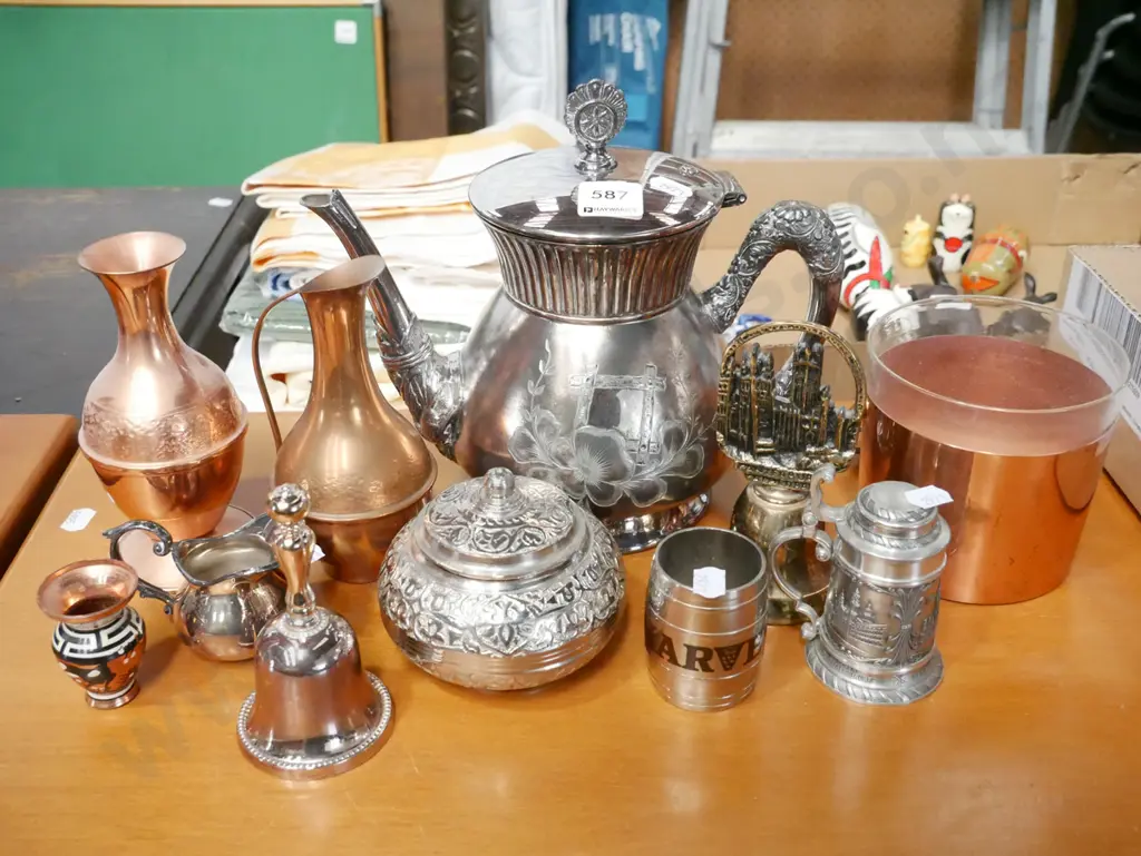 plated ware, copper items, brass bell Image 1++