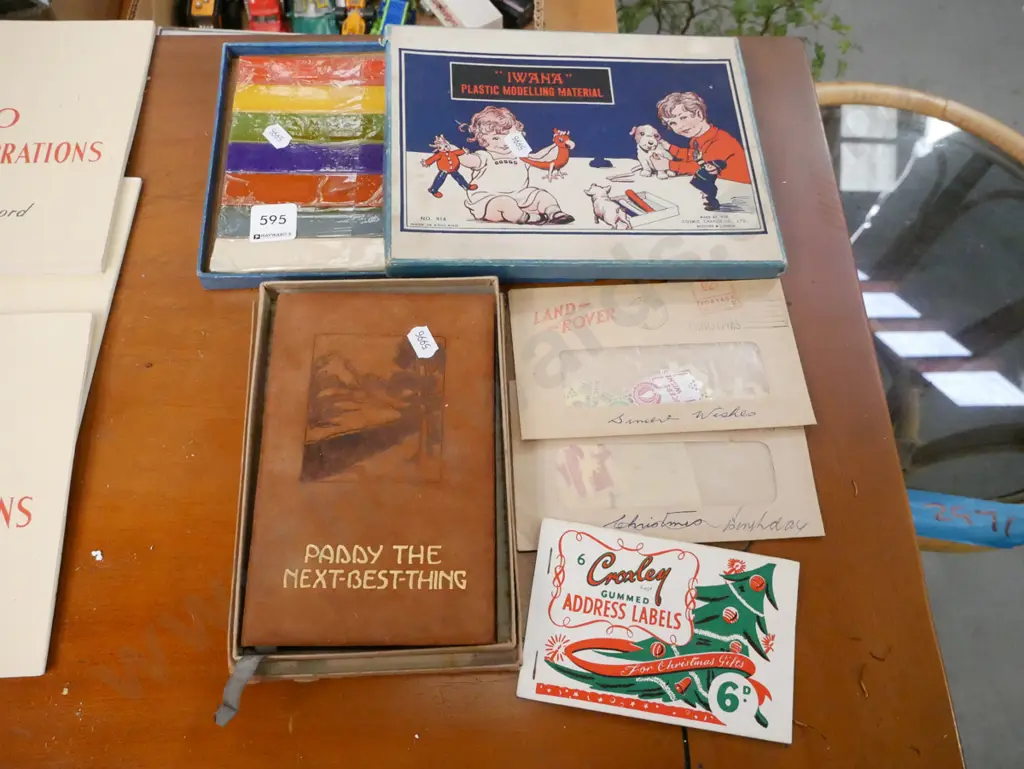 vintage plasticine, leather bound book, stamps, labels Image 1++
