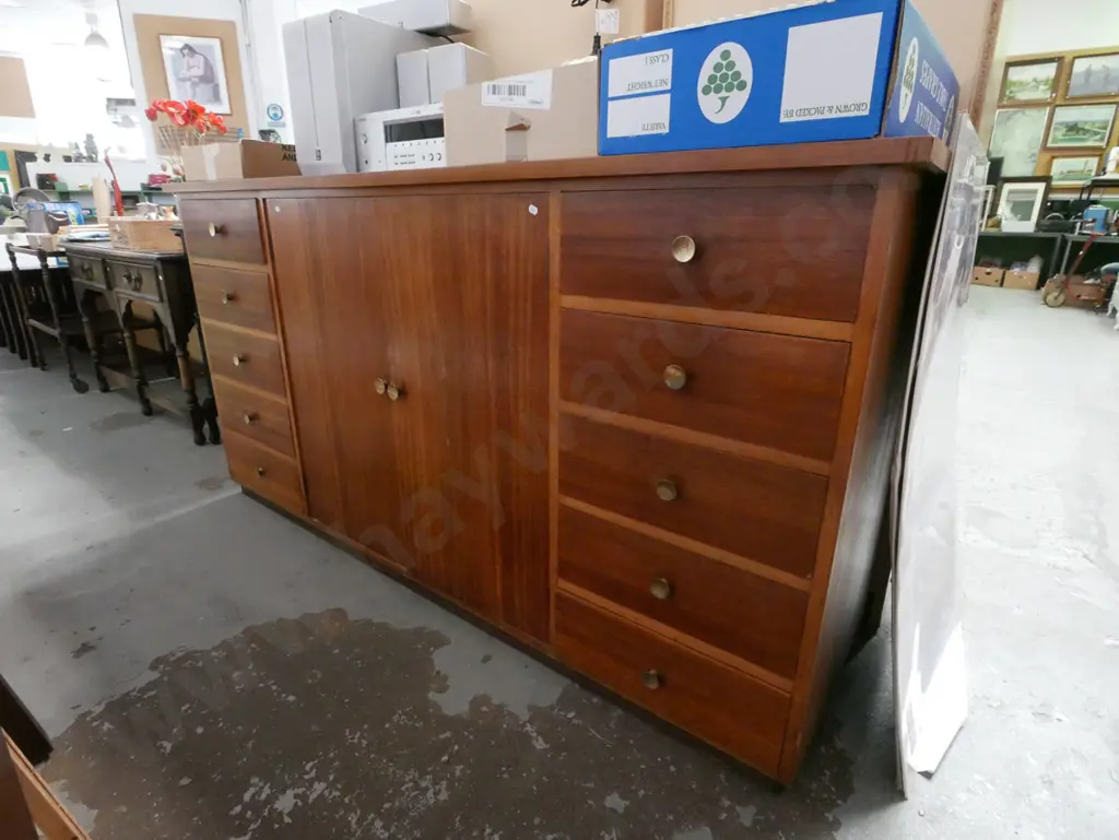 large Zealandia sideboard with 10 drawers and 2 cupboard doors - some marks and scratches H-970 W-1870 D-590 Image 1++