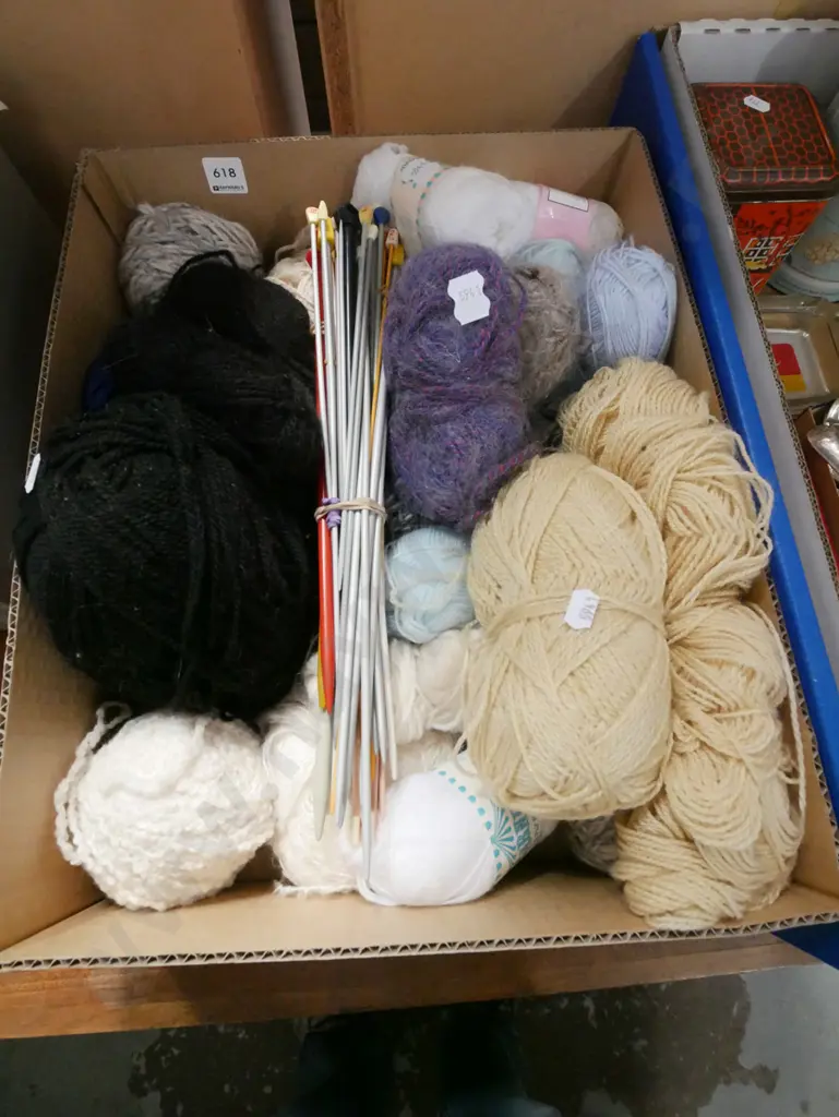 box of knitting yarn and needles Image 1++