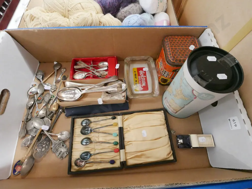 box; coffee spoons, ashtray, NZ puzzle etc Image 1++