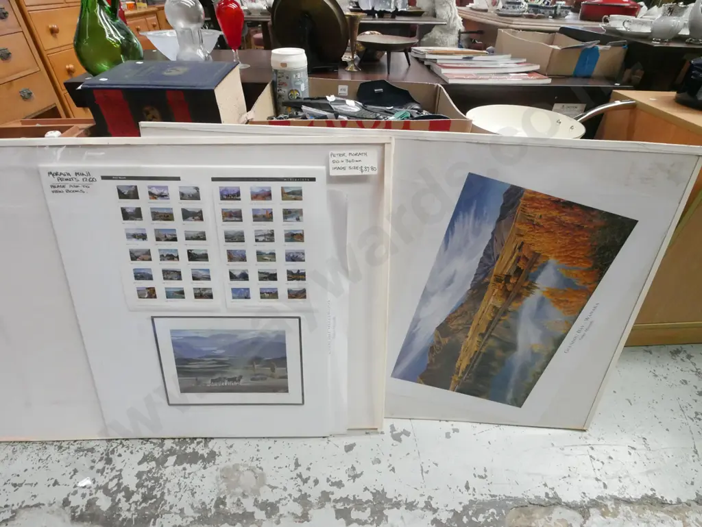 assorted Peter Morath scenic NZ prints in 2 display panels Image 1++