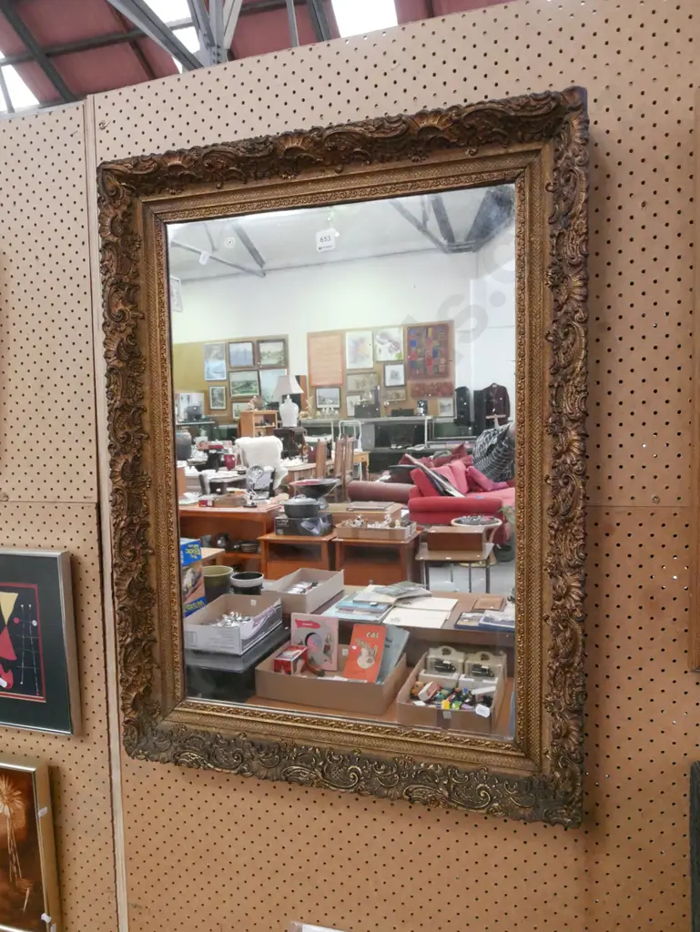 vintage gilt framed wall mirror - slight silvering and slight damage to frame H-860 W-630 Image 1++