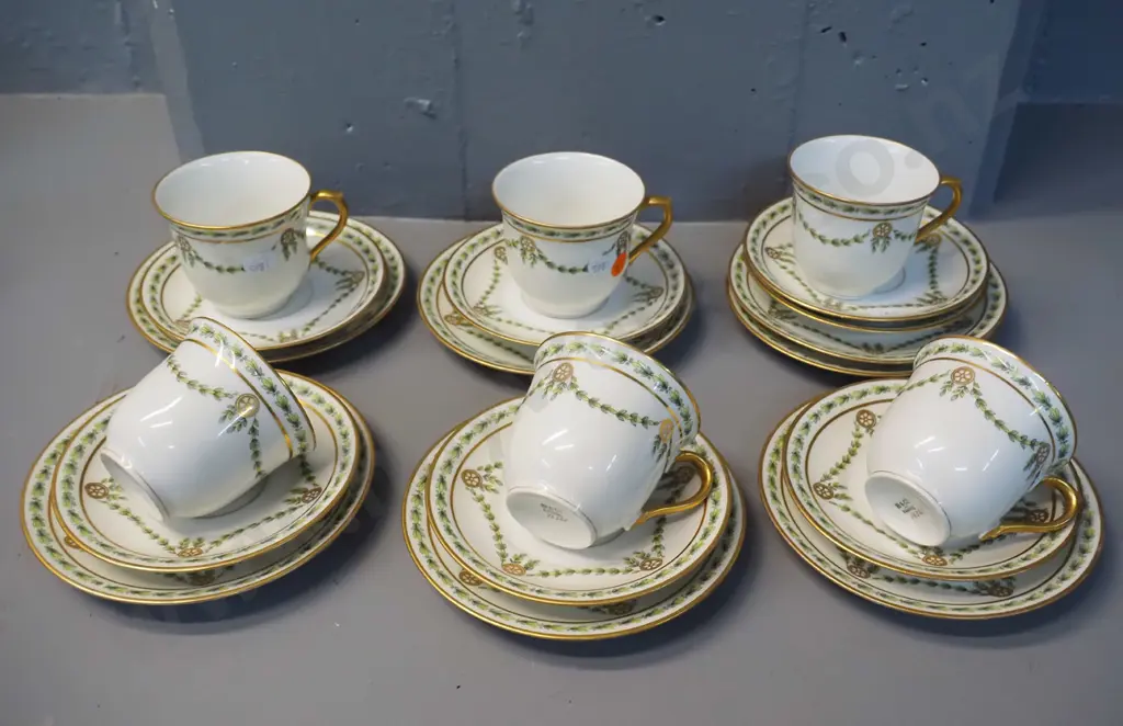 6x L. Bernardaud & Co (B&Co) Limoges trios with spare plate and saucer Image 1++