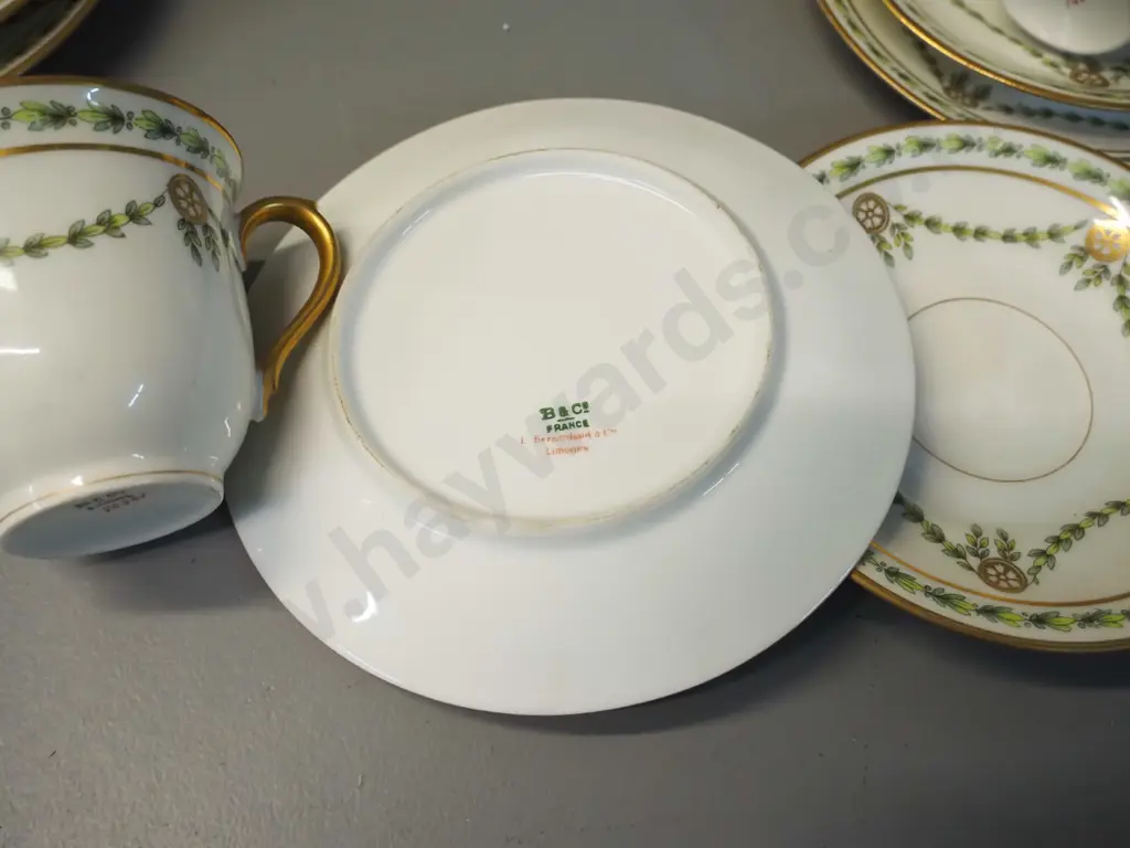 6x L. Bernardaud & Co (B&Co) Limoges trios with spare plate and saucer Image 1++