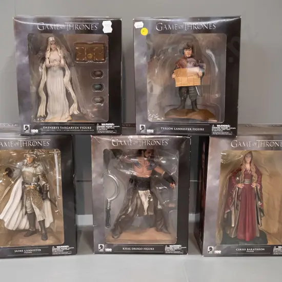 5 Dark Horse Deluxe Game of Thrones figures in original boxes - see photos for details, 3 larger boxes are H-265 W-200
