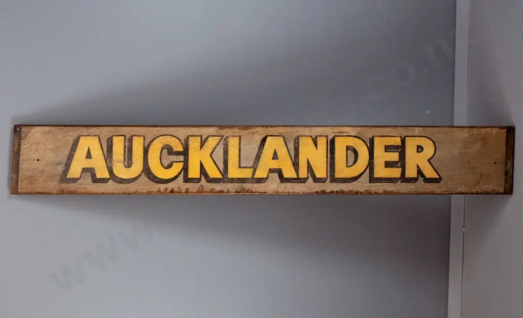 painted wooden ferry sign - Aucklander/Tapuhi II H-230 W-1660 Image 1++