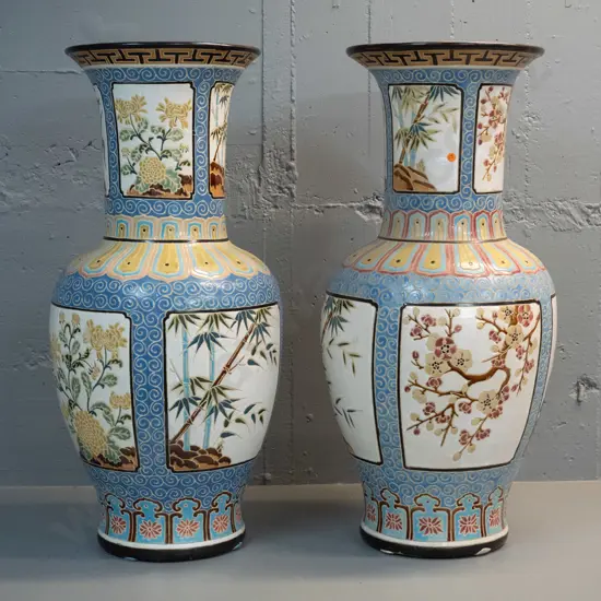 pair of very large Asian floor vases with - no maker's marks. H-820