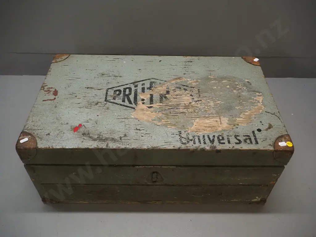 vintage timber cased Prufrex Universal automotive electrical testing device with assorted cables and other items in Image 1++