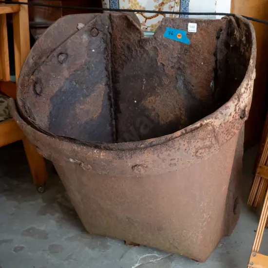 large gold dredge bucket - recovered from Alexandra -rust and holes H-740 W-665 D-600 - limited delivery options