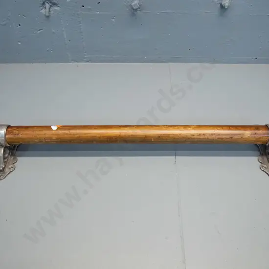 vintage timber handrail with cast metal brackets marked W. McGeoch & Co. Glasgow - wear to plating L-700