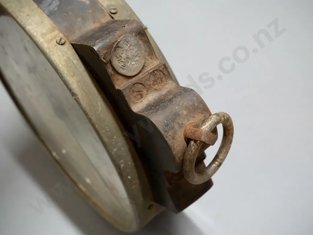 vintage Salter double sided hanging spring balance scale - cast metal, brass and glass - age wear, surface pitting etc. Image 1++