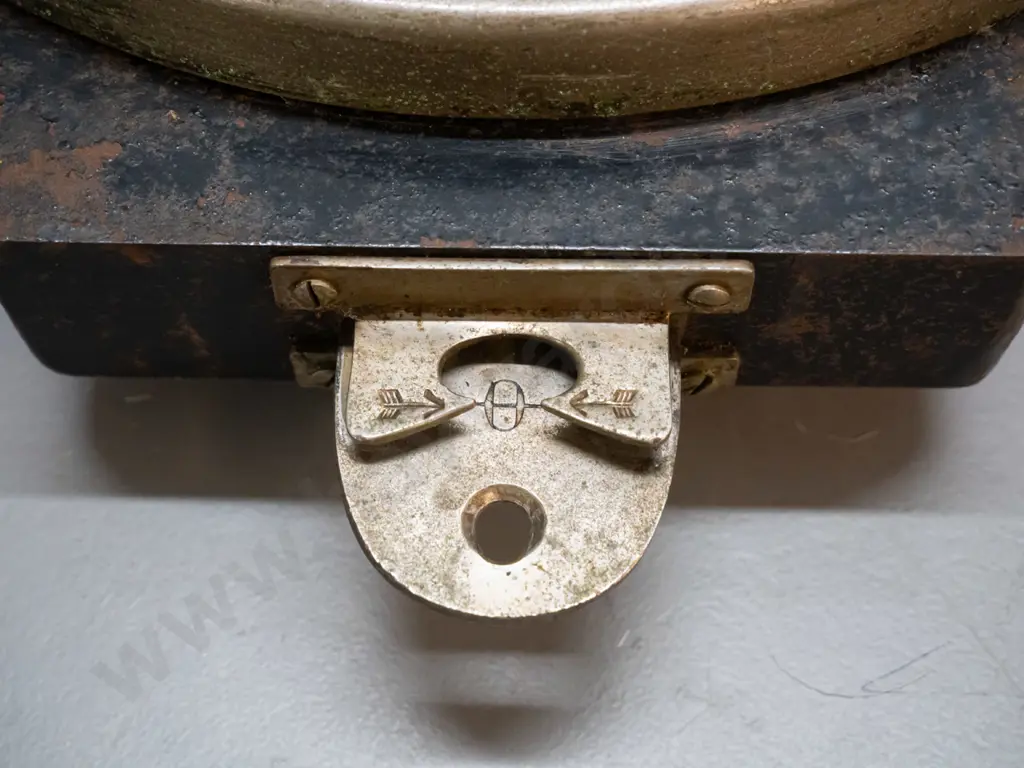 vintage Salter double sided hanging spring balance scale - cast metal, brass and glass - age wear, surface pitting etc. Image 1++