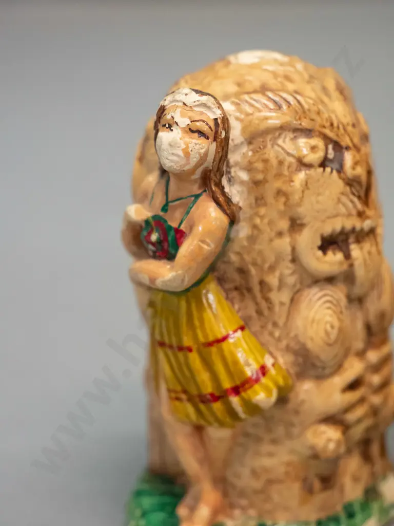 vintage Manor Ware Maori motif salt & pepper - areas of damage to glaze H-80 Image 1++