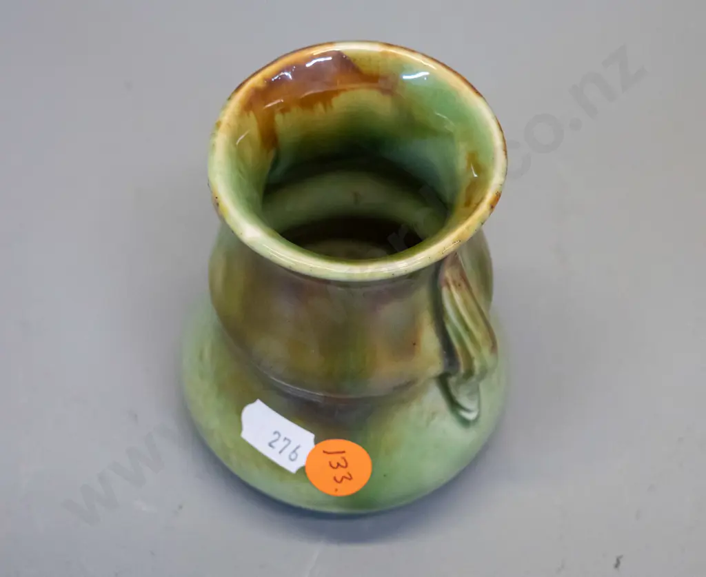 small Crown Lynn trickle glaze vase - marked " .129. " on base, H-95 Image 1++