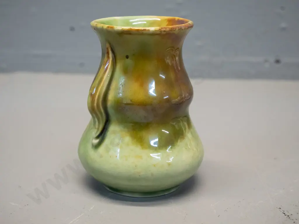 small Crown Lynn trickle glaze vase - marked " .129. " on base, H-95 Image 1++