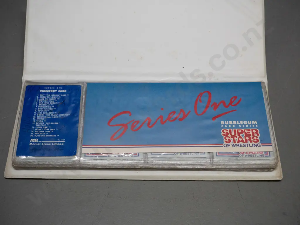 vinyl cased set of 1980s WWF Superstars of Wrestling bubble gum collector cards, series 1, 2 & 3 with index cards. Image 1++
