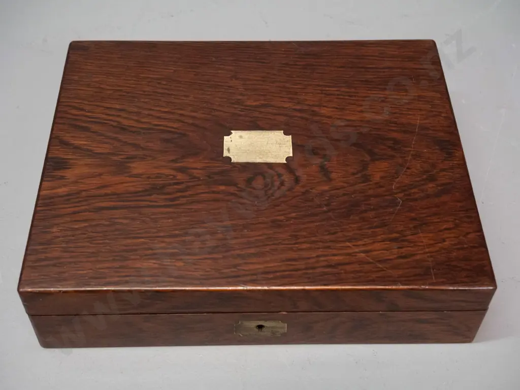 vintage cased drafting / mathematical instrument set, some with ivory handles, case marked Troughton & Simms, Fleet St. Image 1++