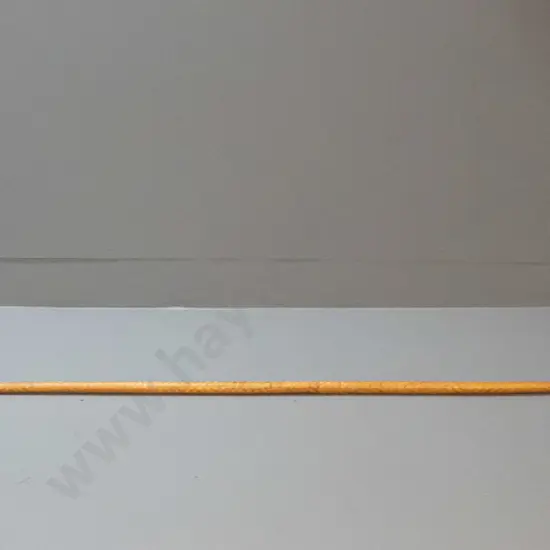 spear (Solomon Islands) with double pronged timber head, carved motifs, shaft covered with woven cane, barbs made from